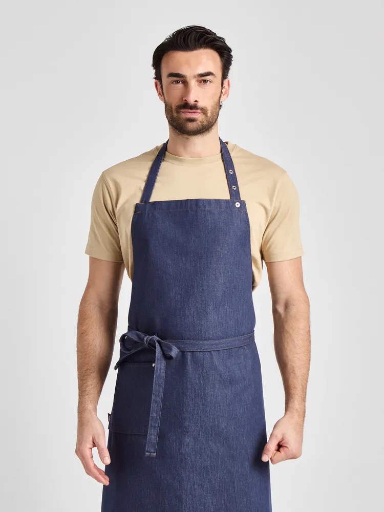 Nucciano Jeans 90 x 75 - Latzschürze mit Taschen - denim